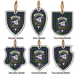 Galbraith Tartan Crest Shield Wood Ornament , Scottish Heritage Family Keepsake Gift