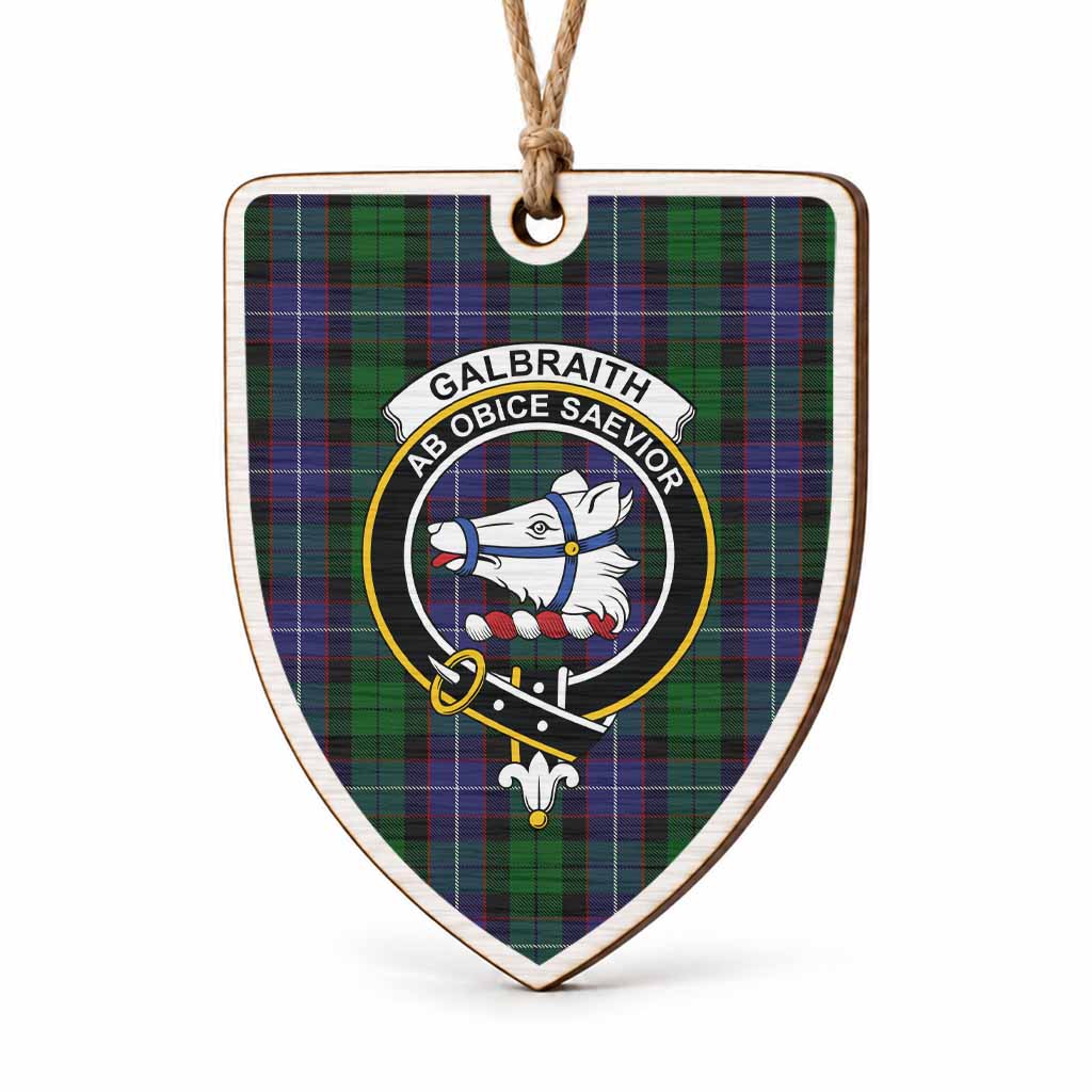 Galbraith Tartan Crest Shield Wood Ornament , Scottish Heritage Family Keepsake Gift