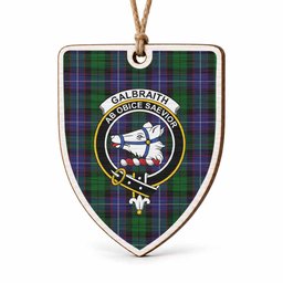 Galbraith Tartan Crest Shield Wood Ornament , Scottish Heritage Family Keepsake Gift