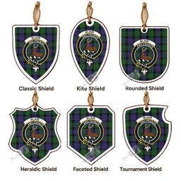 Blair Tartan Crest Shield Wood Ornament , Scottish Heritage Family Keepsake Gift