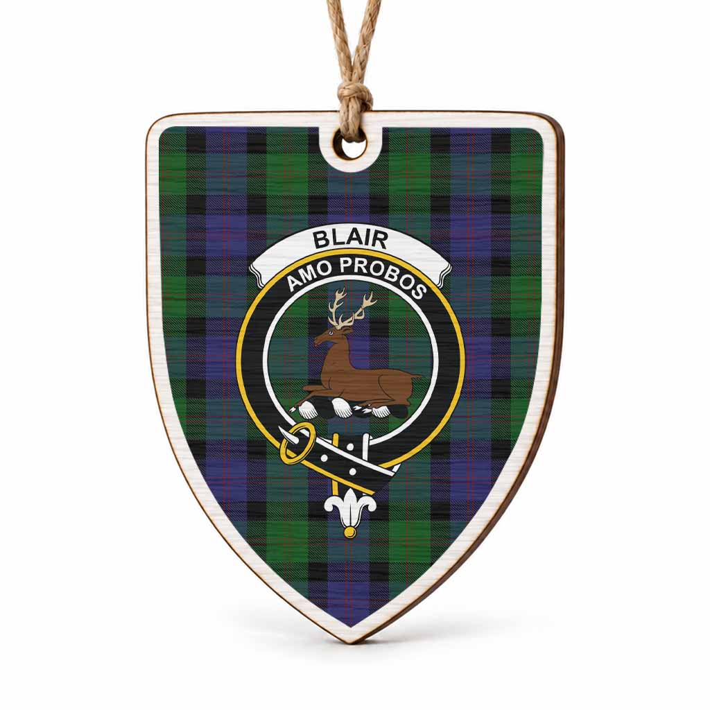 Blair Tartan Crest Shield Wood Ornament , Scottish Heritage Family Keepsake Gift