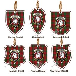 Dunbar Tartan Crest Shield Wood Ornament , Scottish Heritage Family Keepsake Gift