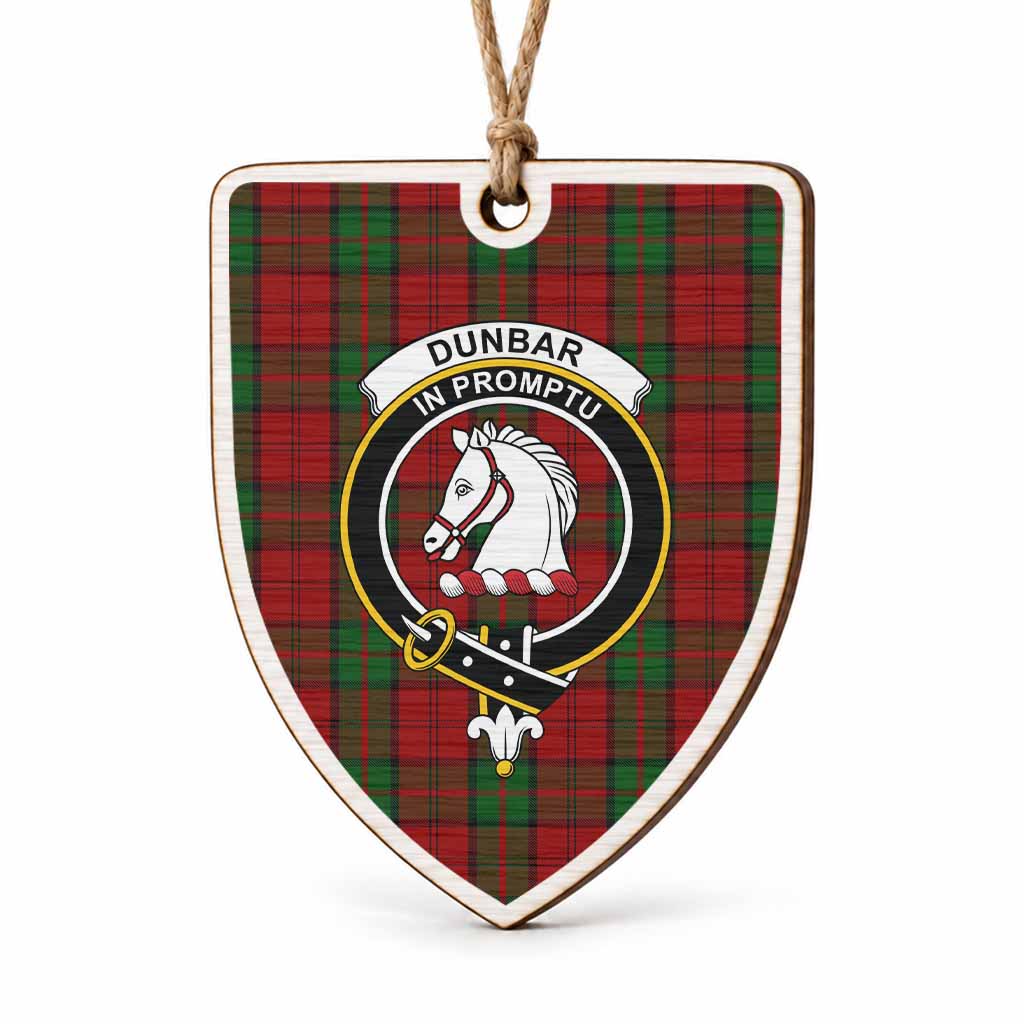 Dunbar Tartan Crest Shield Wood Ornament , Scottish Heritage Family Keepsake Gift
