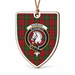 Dunbar Tartan Crest Shield Wood Ornament , Scottish Heritage Family Keepsake Gift