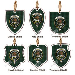 Graham Tartan Crest Shield Wood Ornament , Scottish Heritage Family Keepsake Gift