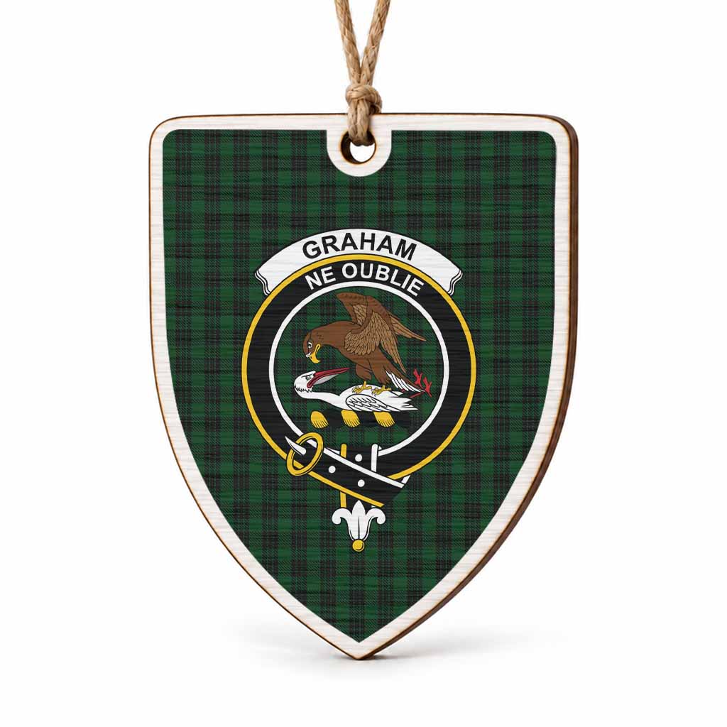 Graham Tartan Crest Shield Wood Ornament , Scottish Heritage Family Keepsake Gift