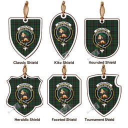 MacAlpine (MacAlpin) Tartan Crest Shield Wood Ornament , Scottish Heritage Family Keepsake Gift