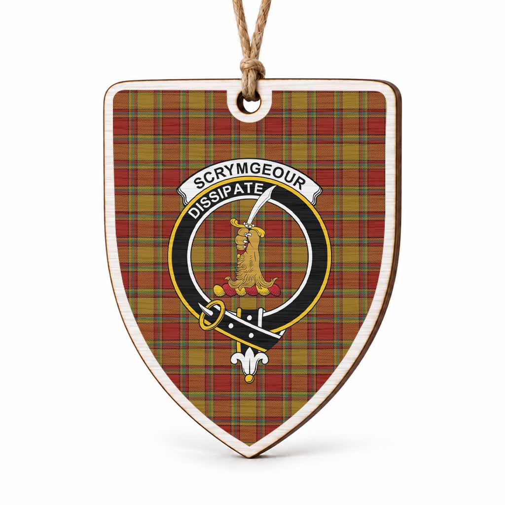 Scrymgeour Tartan Crest Shield Wood Ornament , Scottish Heritage Family Keepsake Gift
