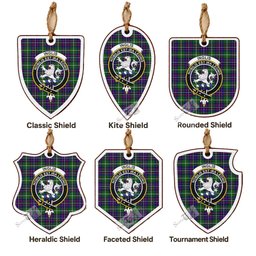 Inglis Tartan Crest Shield Wood Ornament , Scottish Heritage Family Keepsake Gift
