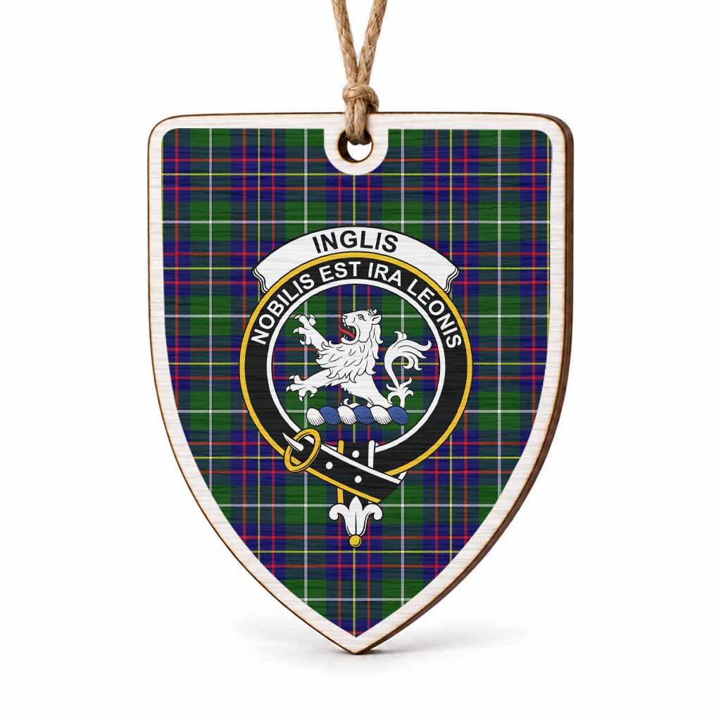 Inglis Tartan Crest Shield Wood Ornament , Scottish Heritage Family Keepsake Gift