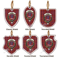 Rose Tartan Crest Shield Wood Ornament , Scottish Heritage Family Keepsake Gift