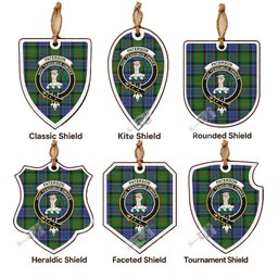 Paterson Tartan Crest Shield Wood Ornament , Scottish Heritage Family Keepsake Gift