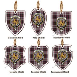 MacPherson (McPherson) Tartan Crest Shield Wood Ornament , Scottish Heritage Family Keepsake Gift