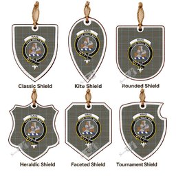 Haig Tartan Crest Shield Wood Ornament , Scottish Heritage Family Keepsake Gift