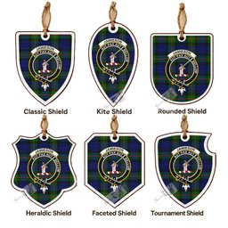 Jamieson Tartan Crest Shield Wood Ornament , Scottish Heritage Family Keepsake Gift