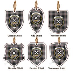 Moffat Tartan Crest Shield Wood Ornament , Scottish Heritage Family Keepsake Gift