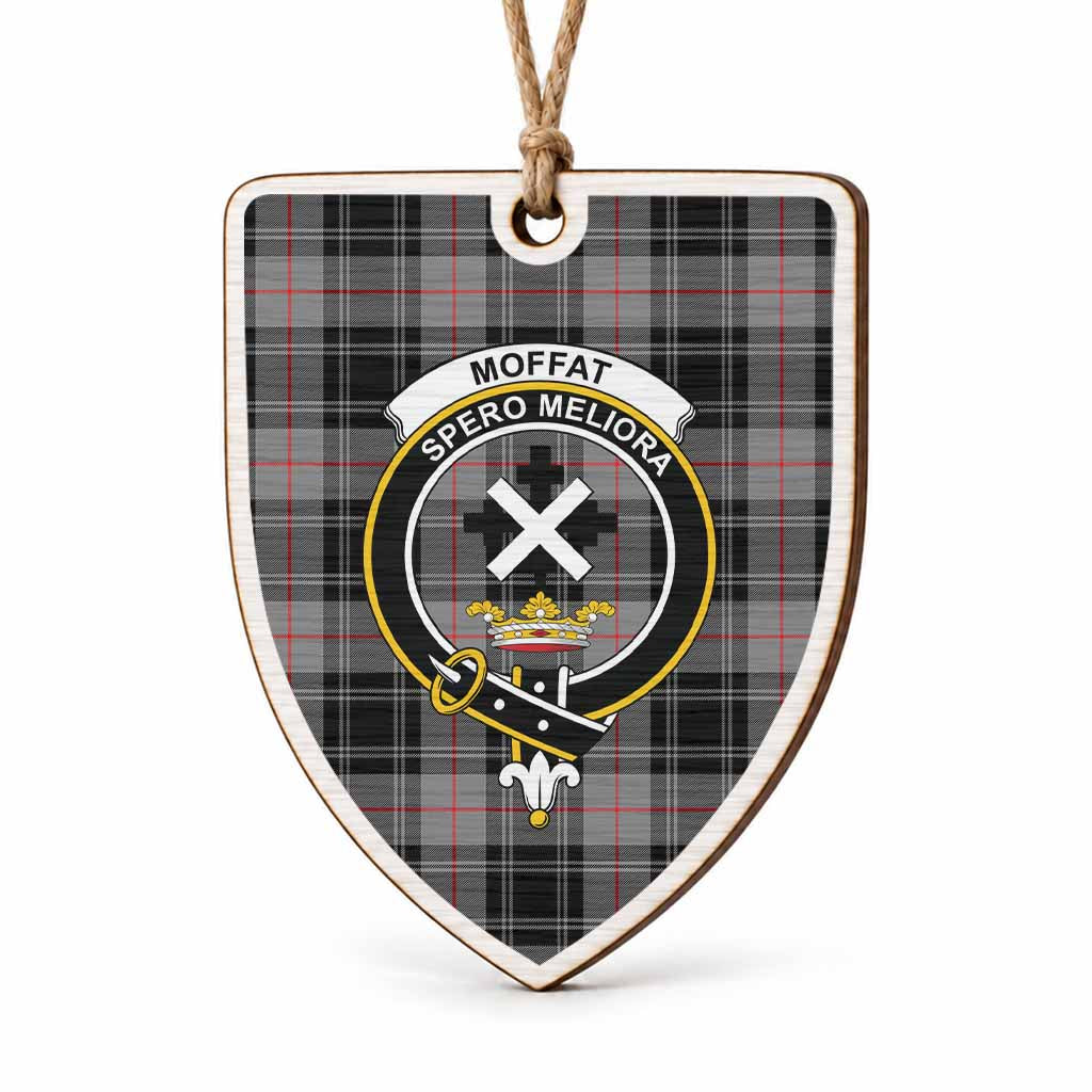 Moffat Tartan Crest Shield Wood Ornament , Scottish Heritage Family Keepsake Gift