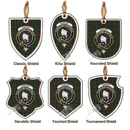 Tennant Tartan Crest Shield Wood Ornament , Scottish Heritage Family Keepsake Gift