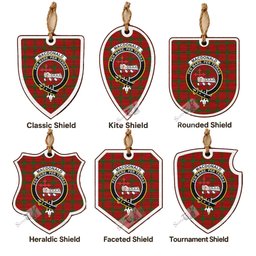 MacDonald (McDonald) of Sleat Tartan Crest Shield Wood Ornament , Scottish Heritage Family Keepsake Gift