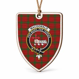 MacDonald (McDonald) of Sleat Tartan Crest Shield Wood Ornament , Scottish Heritage Family Keepsake Gift