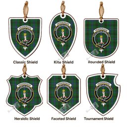 Henderson Tartan Crest Shield Wood Ornament , Scottish Heritage Family Keepsake Gift