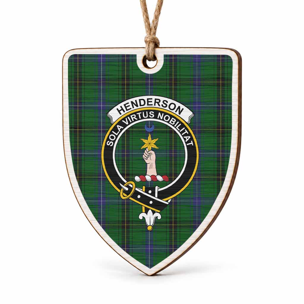 Henderson Tartan Crest Shield Wood Ornament , Scottish Heritage Family Keepsake Gift
