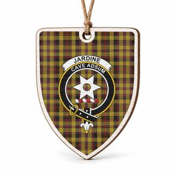 Jardine Tartan Crest Shield Wood Ornament , Scottish Heritage Family Keepsake Gift