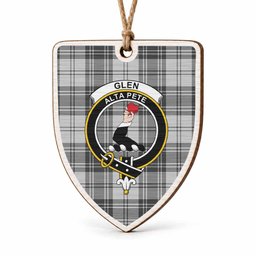 Glen Tartan Crest Shield Wood Ornament , Scottish Heritage Family Keepsake Gift
