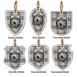 Glen Tartan Crest Shield Wood Ornament , Scottish Heritage Family Keepsake Gift