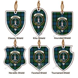 MacKay (McKay) Tartan Crest Shield Wood Ornament , Scottish Heritage Family Keepsake Gift