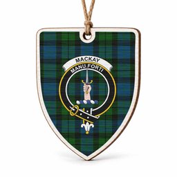 MacKay (McKay) Tartan Crest Shield Wood Ornament , Scottish Heritage Family Keepsake Gift