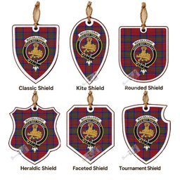 MacGillivray (McGillivray) Tartan Crest Shield Wood Ornament , Scottish Heritage Family Keepsake Gift