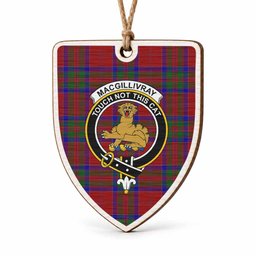 MacGillivray (McGillivray) Tartan Crest Shield Wood Ornament , Scottish Heritage Family Keepsake Gift