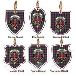 Logan Tartan Crest Shield Wood Ornament , Scottish Heritage Family Keepsake Gift