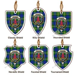Maitland Tartan Crest Shield Wood Ornament , Scottish Heritage Family Keepsake Gift