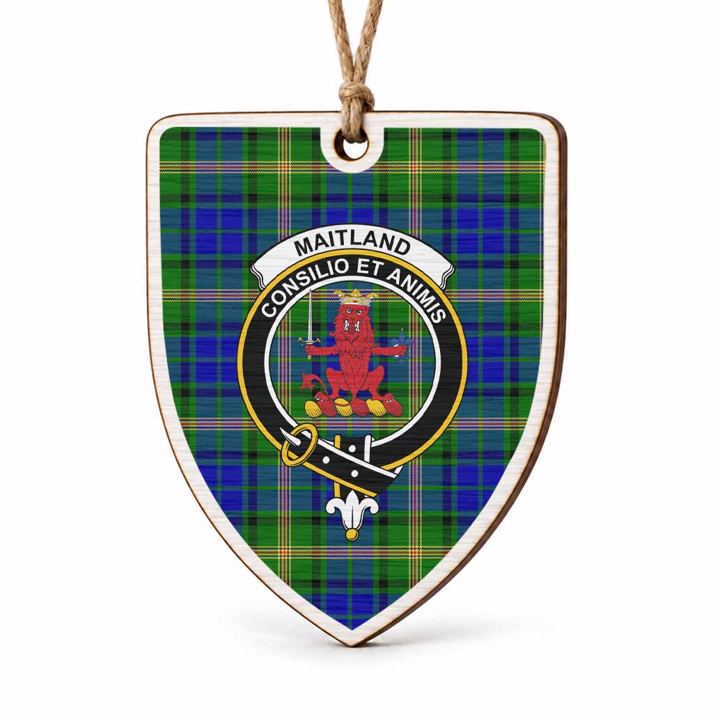 Maitland Tartan Crest Shield Wood Ornament , Scottish Heritage Family Keepsake Gift