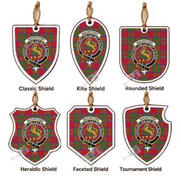 MacIntosh (McIntosh) Tartan Crest Shield Wood Ornament , Scottish Heritage Family Keepsake Gift