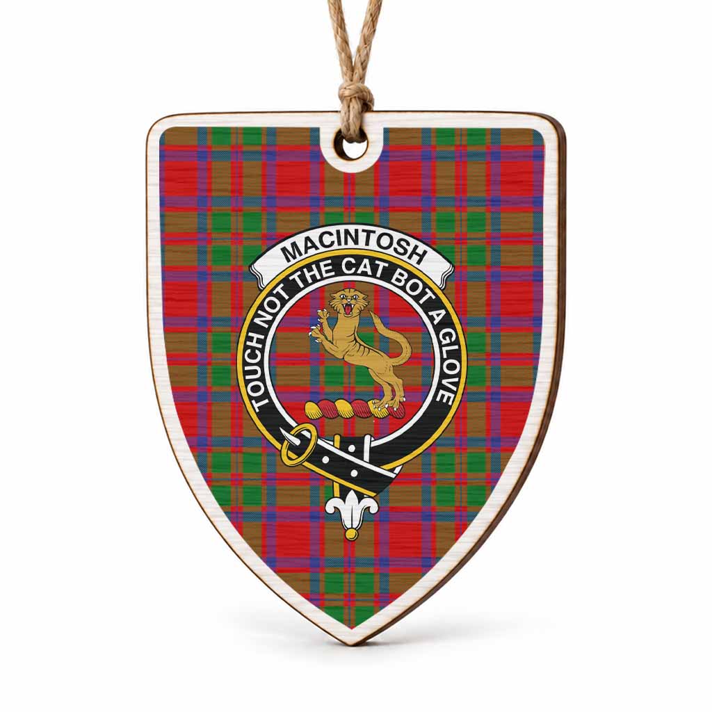 MacIntosh (McIntosh) Tartan Crest Shield Wood Ornament , Scottish Heritage Family Keepsake Gift