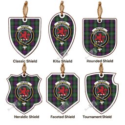 Wilson Tartan Crest Shield Wood Ornament , Scottish Heritage Family Keepsake Gift