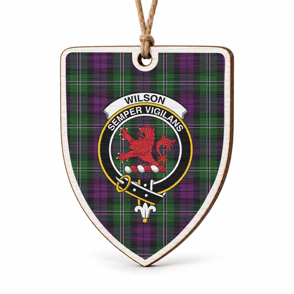 Wilson Tartan Crest Shield Wood Ornament , Scottish Heritage Family Keepsake Gift