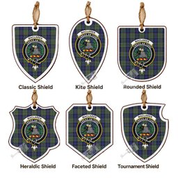 MacLaren (McLaren) Tartan Crest Shield Wood Ornament , Scottish Heritage Family Keepsake Gift