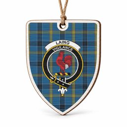 Laing Tartan Crest Shield Wood Ornament , Scottish Heritage Family Keepsake Gift
