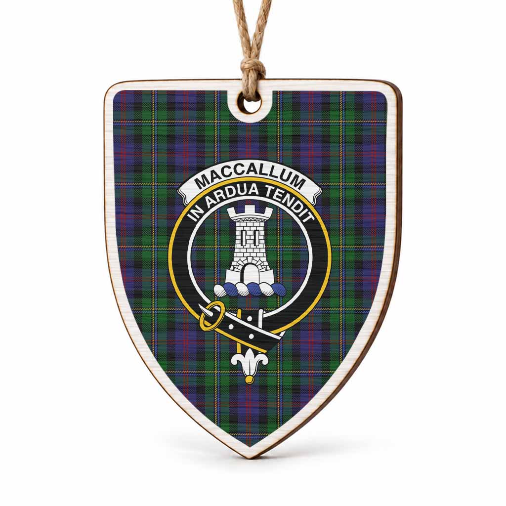 MacCallum (McCallum) Tartan Crest Shield Wood Ornament , Scottish Heritage Family Keepsake Gift