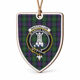 MacCallum (McCallum) Tartan Crest Shield Wood Ornament , Scottish Heritage Family Keepsake Gift