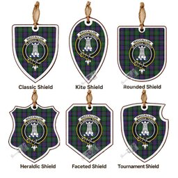 MacCallum (McCallum) Tartan Crest Shield Wood Ornament , Scottish Heritage Family Keepsake Gift