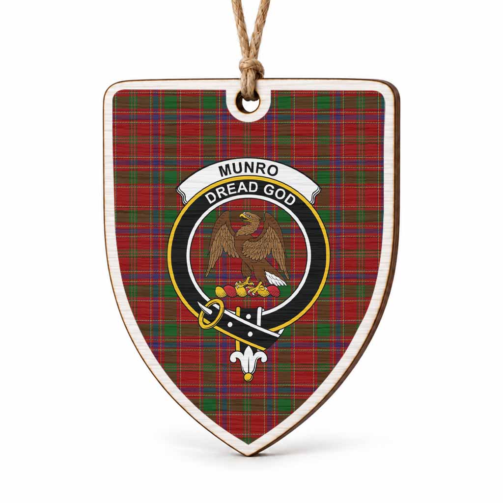 Munro (Monroe) Tartan Crest Shield Wood Ornament , Scottish Heritage Family Keepsake Gift