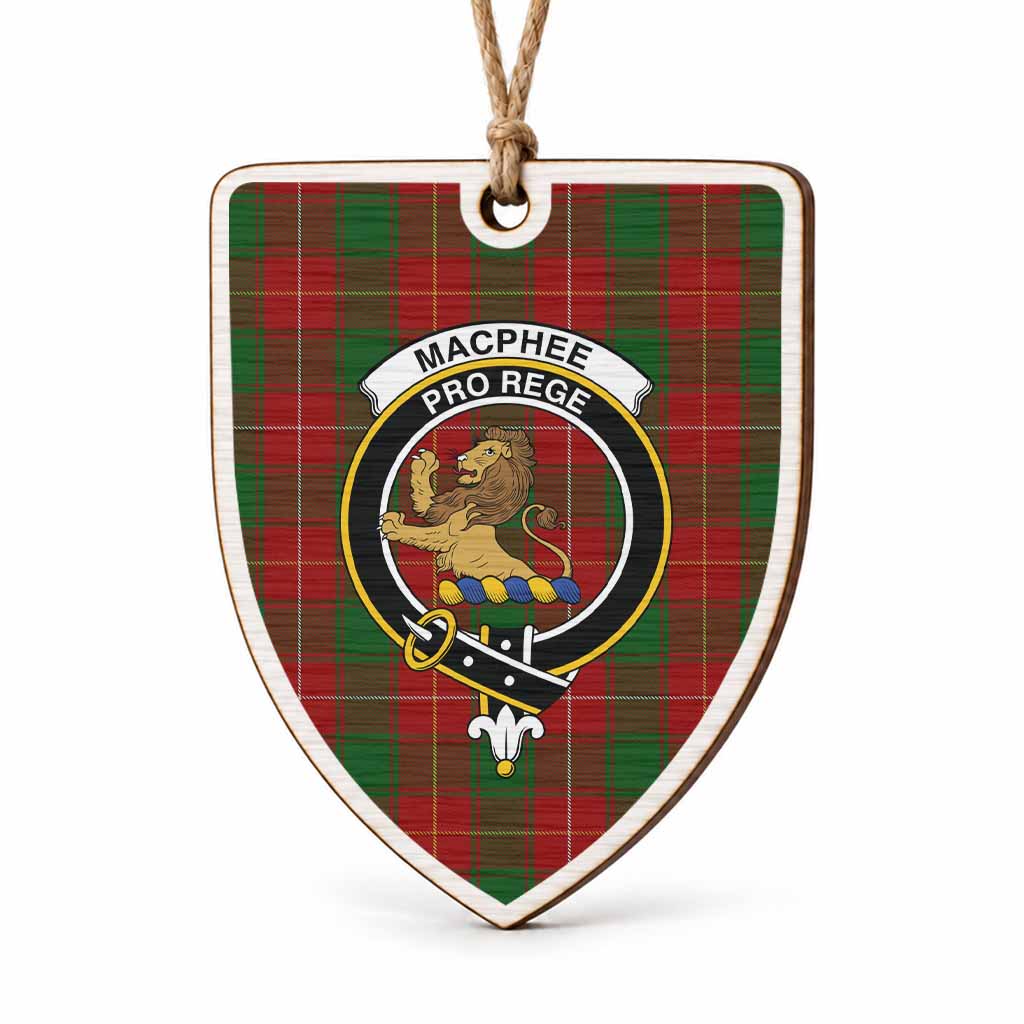 MacPhee (McPhee) Tartan Crest Shield Wood Ornament , Scottish Heritage Family Keepsake Gift