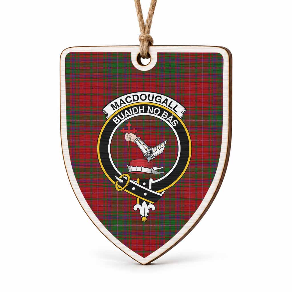 MacDougall (McDougall) Tartan Crest Shield Wood Ornament , Scottish Heritage Family Keepsake Gift
