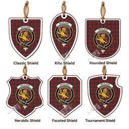 Nicolson Tartan Crest Shield Wood Ornament , Scottish Heritage Family Keepsake Gift