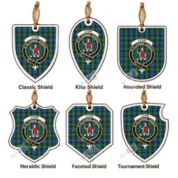 Lyon Tartan Crest Shield Wood Ornament , Scottish Heritage Family Keepsake Gift